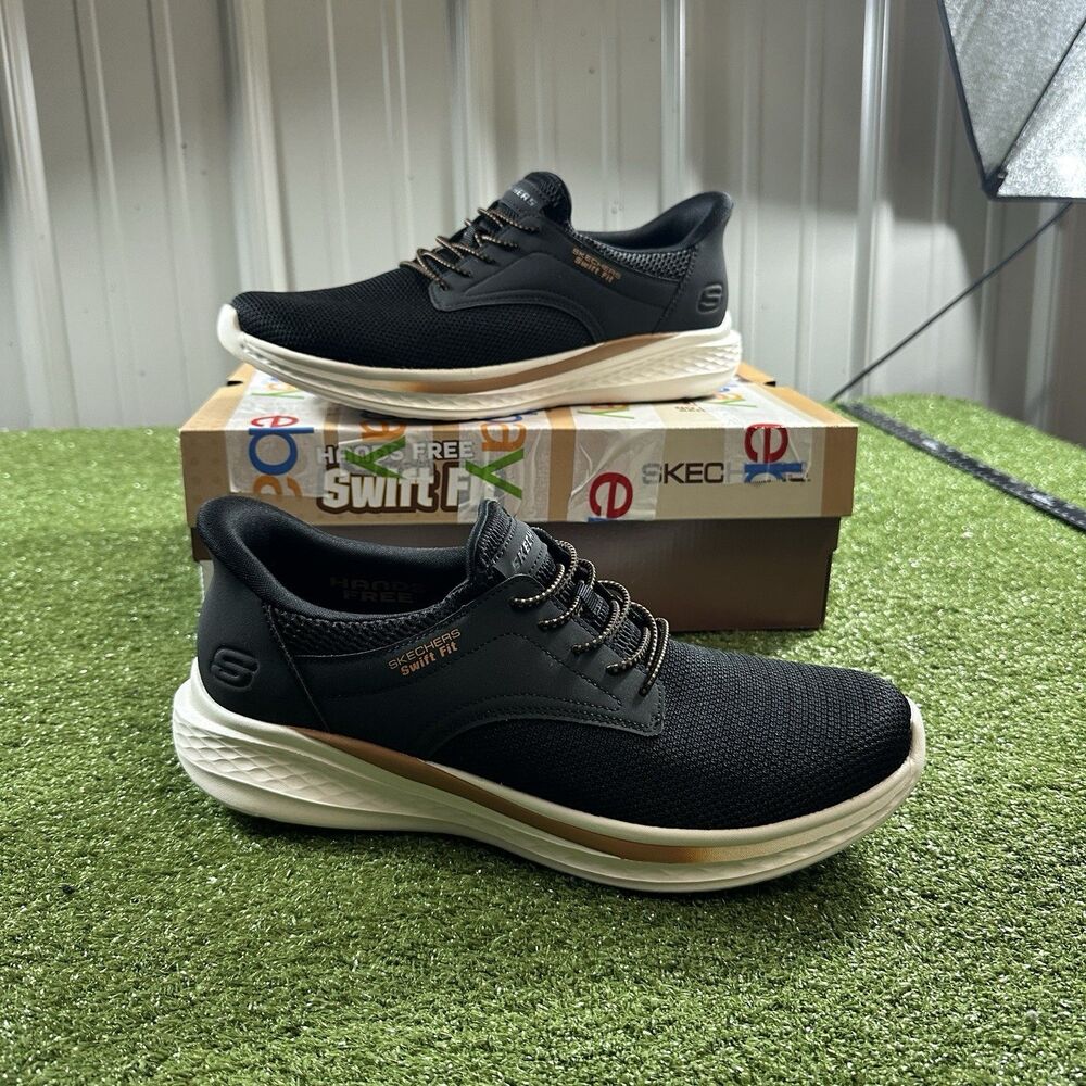 Skechers Slip-ins Swift Fit Men's 10 Black Hands Free Memory Foam